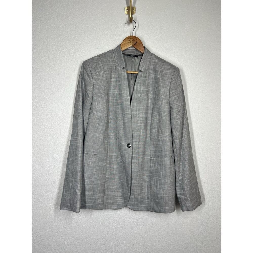 T Tahari Adara Blazer Jacket Womens Size 12 Black White One Button